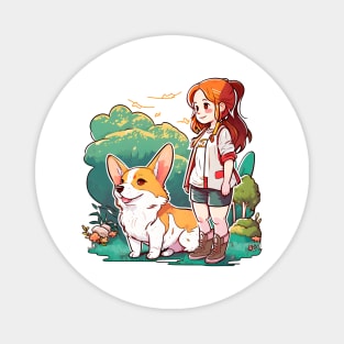 Corgi Girl Funny Pembroke Welsh Corgi Vintage Dog Lover Magnet